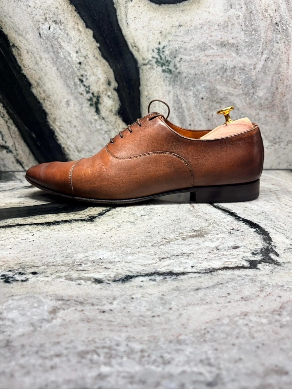 Santoni Darien Oxford Shoes Men’s US 10.5 UK 9.5 Brown Leather Made Italy